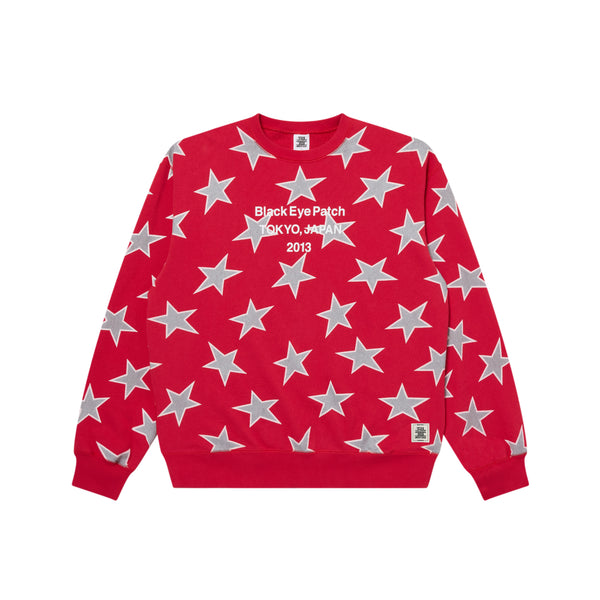 STAR PATTERNED BRAND ORIGIN CREW SWEAT RED