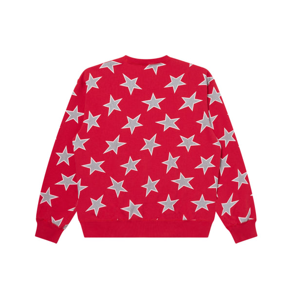 STAR PATTERNED BRAND ORIGIN CREW SWEAT RED