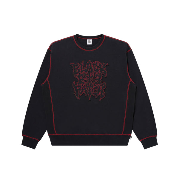 METAL LOGO STITCHED CREW SWEAT BLACK/RED