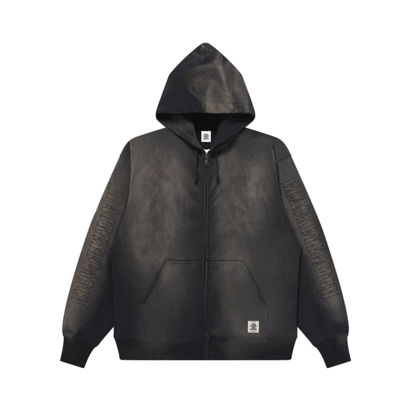 STENCIL LOGO EMBROIDERED FADED HOODIE BLACK