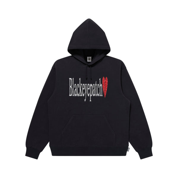 RHINESTONED HEARTBREAK LOGO HOODIE BLACK