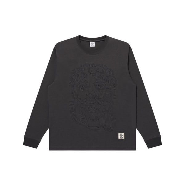 JESUS STITCHED L/S TEE CHARCOAL