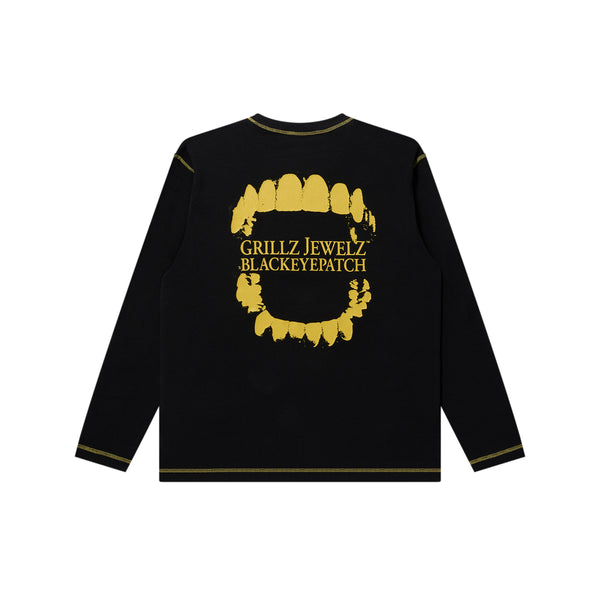 GRILLZ JEWELZ GOLDTEETH THERMAL L/S TEE BLACK