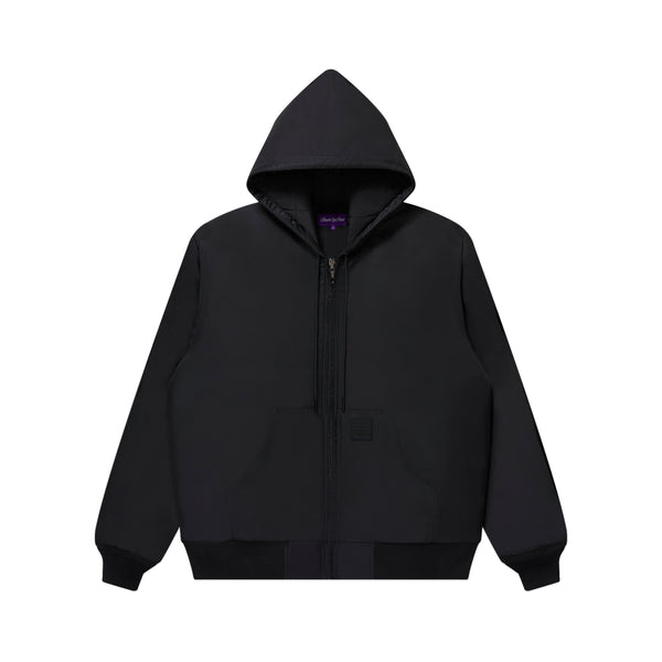 OG LEATHER PATCHED NYLON HOODED JACKET BLACK