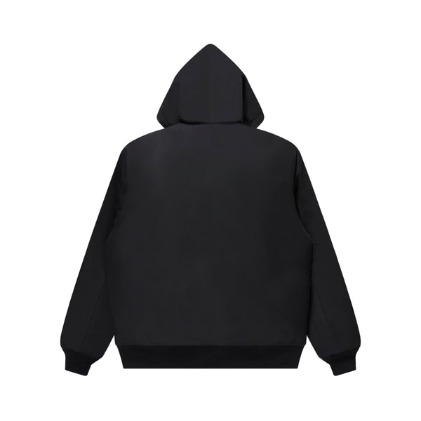 OG LEATHER PATCHED NYLON HOODED JACKET BLACK