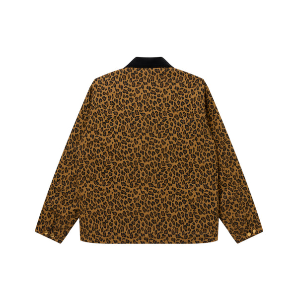 LEOPARD PATTERNED COVERALL JACKET BROWN