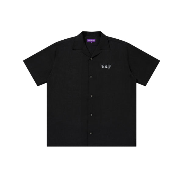 3 LETTER OE OPEN COLLARED S/S SHIRT BLACK