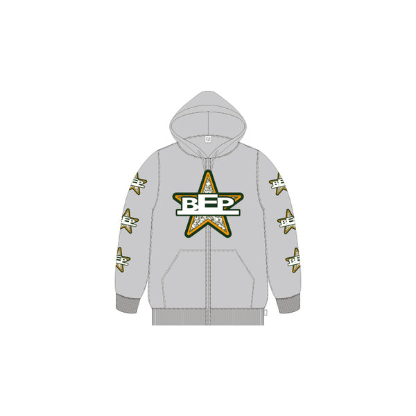 STAR ZIP HOODIE HEATHER GRAY