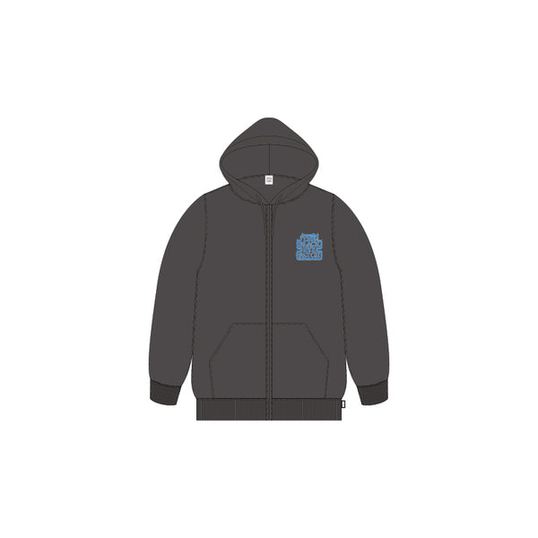 BLUE FLAME DAMAGED ZIP HOODIE