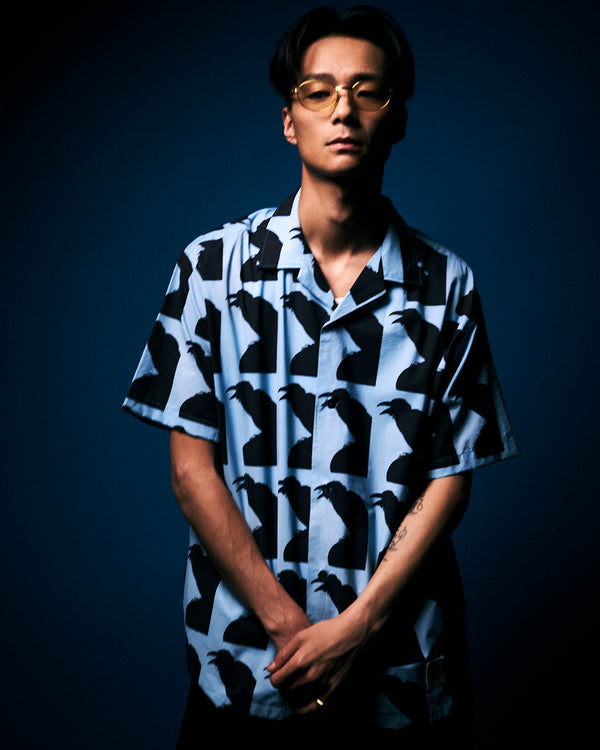 JIRO KONAMI CROW OPEN COLLARED S/S SHIRT