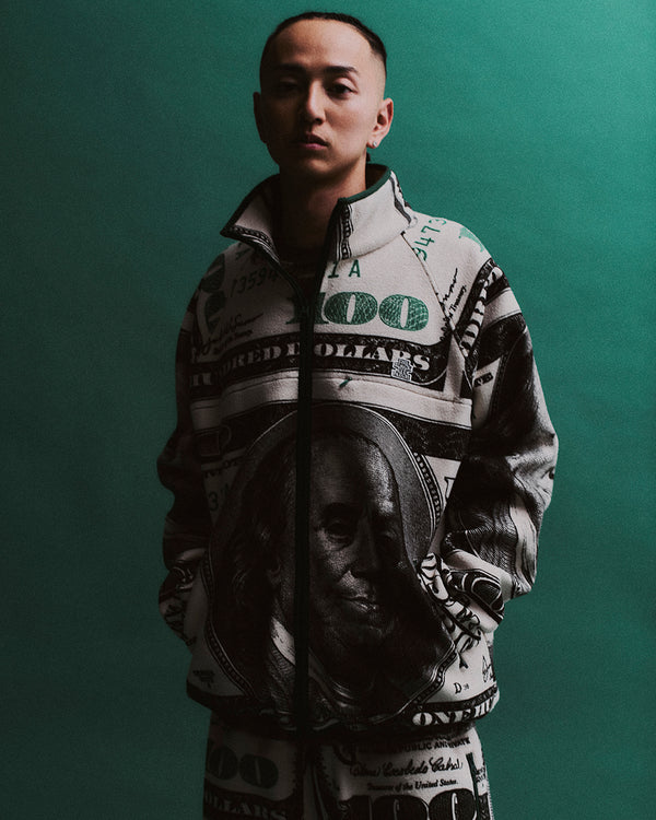 BIG HUNDEREDS PATTERNED FLEECE JACKET BLACK