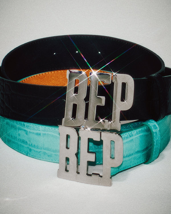 CROCODILE LETTERS BELT TURQUOISE