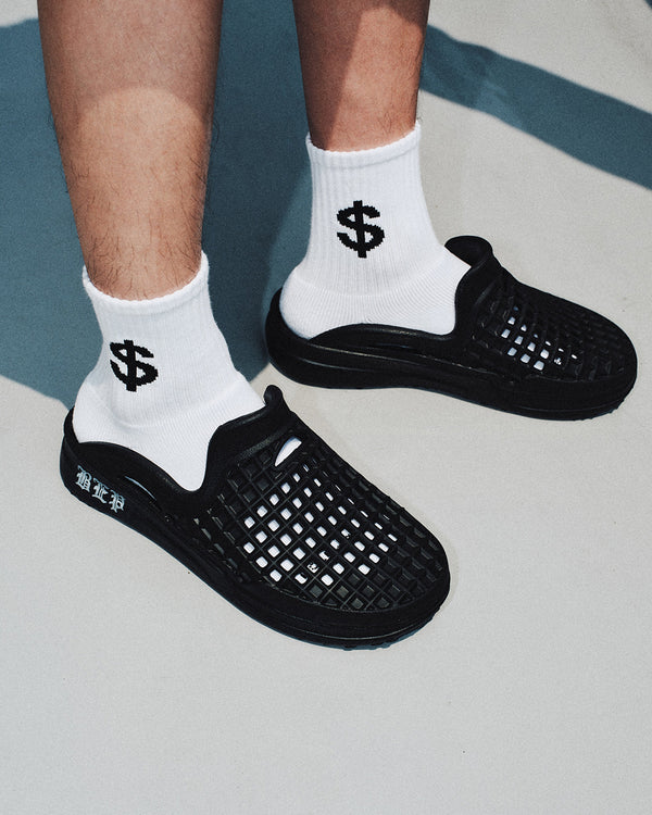 DOLLAR SIGN SHORT SOCKS HEATHER GRAY