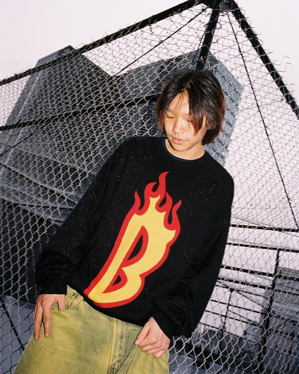 FLAMING B LOGO KNIT SWEATER BLACK