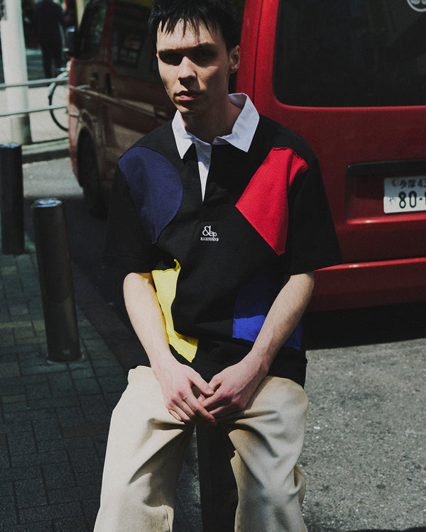GEOMETRIC DIAL RUGBY SHIRT BLACK