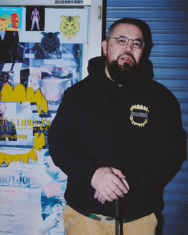 GRILLZ JEWELZ GOLDTEETH HOODIE ASH