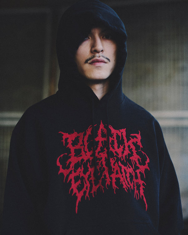GRINDCORE LOGO HOODIE BLACK/RED