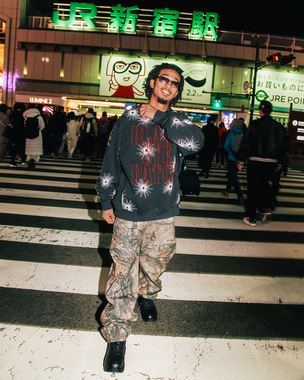 GUNSHOT STENCIL LOGO CREW SWEAT BLACK