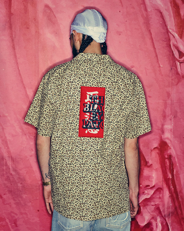 LEOPARD HWC OPEN COLLARED S/S SHIRT GRAY