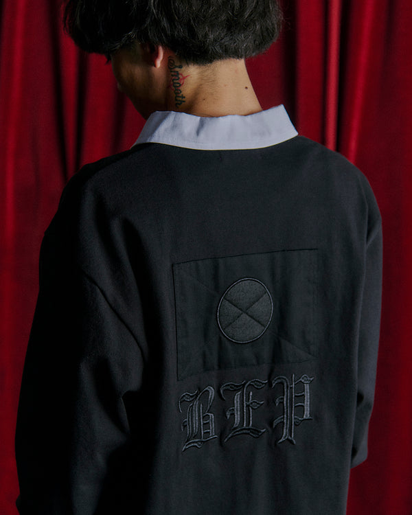 OE JAPAN FLAG LACE UP POLO NAVY