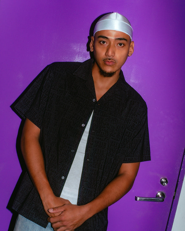 OG LABEL COVERED RAYON S/S SHIRT, BLACK