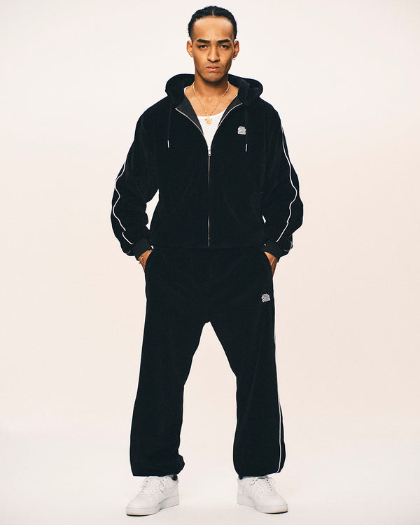 OG LABEL PIPED VELOUR TRACK PANTS BLACK