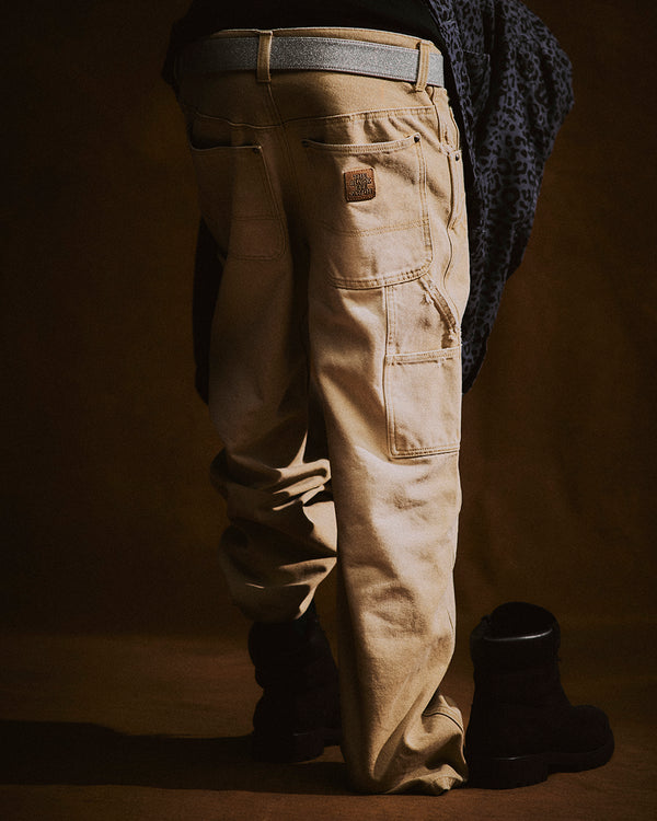 OG LEATHER PATCHED WASHED PAINTER PANTS BROWN