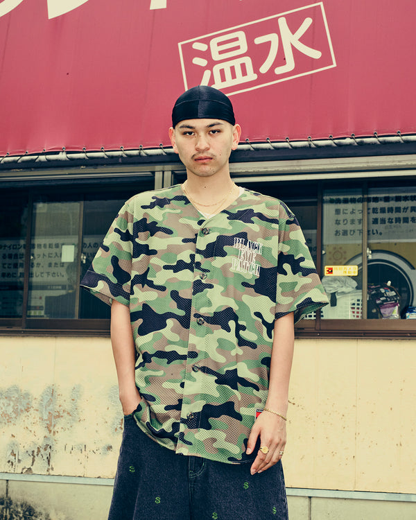 Outlined Stencil Logo Baseball Shirt