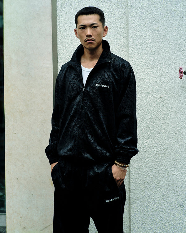 PAISLEY EMBOSSED TRACK JACKET BLACK