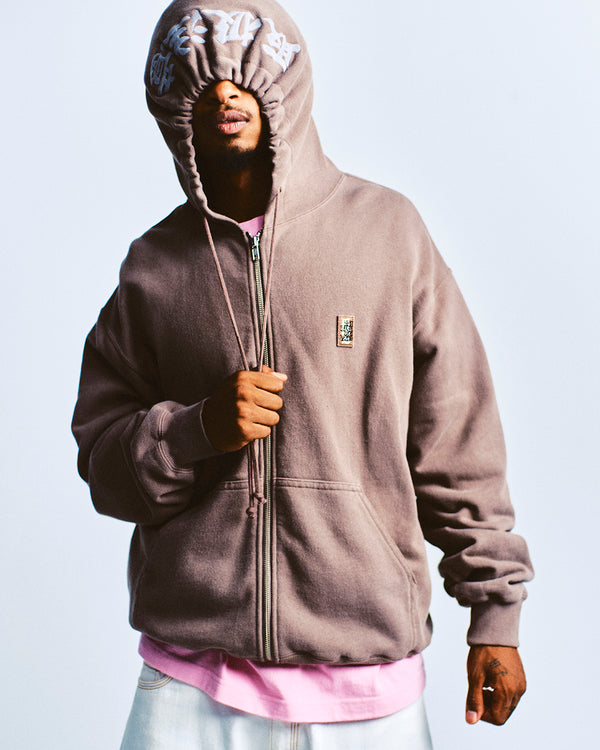 REFLECTOR EMBROIDERED SMALL HWC ZIP HOODIE BLACK