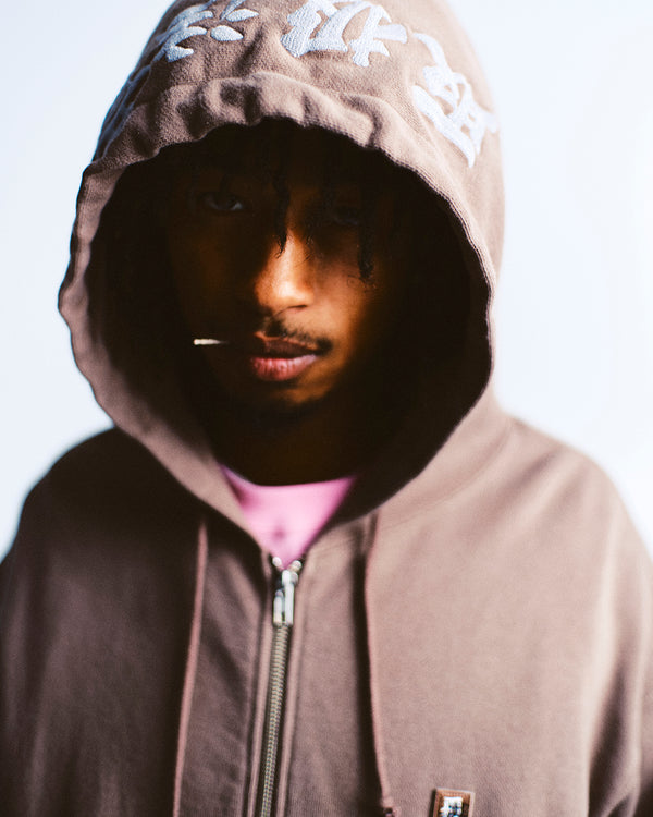 REFLECTOR EMBROIDERED SMALL HWC ZIP HOODIE BLACK