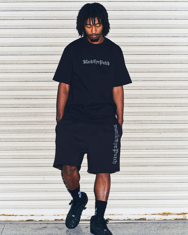 RHINESTONED OE TEE BLACK