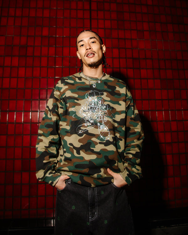 RHINESTONE OG BOY CREW SWEAT CAMO
