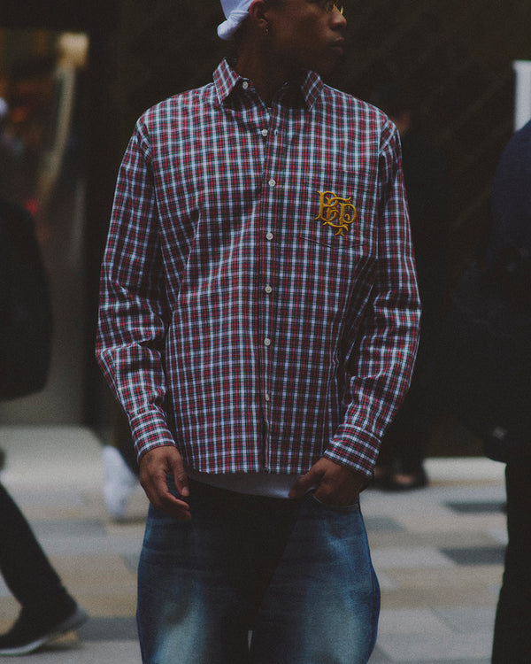 ROYAL EMBLEM EMBROIDERED L/S SHIRT RED