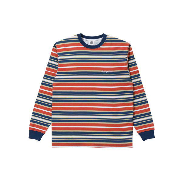 Royal Script Bordered Long Sleeve T-Shirt, Blue/Red