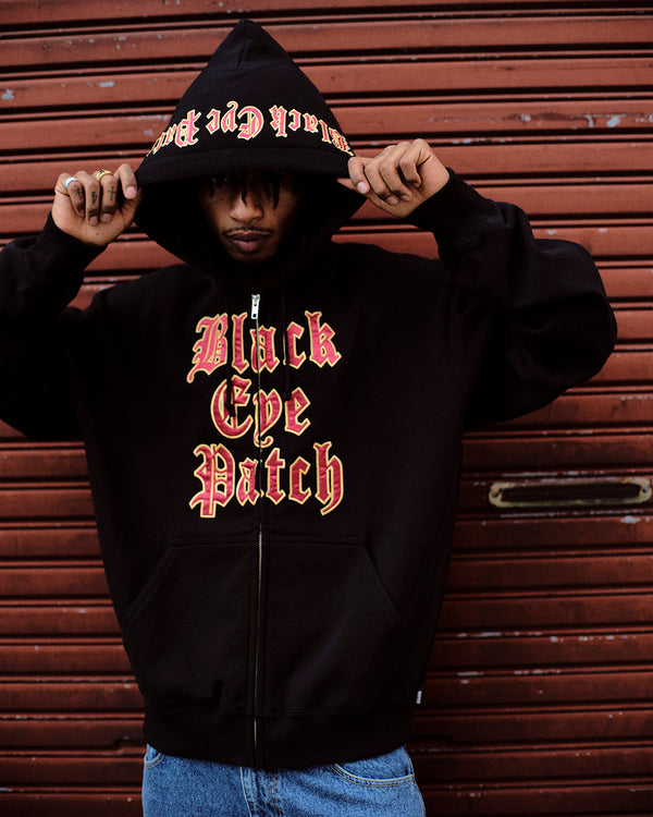 STACKED OE LOGO ZIP HOODIE HEATHER GRAY