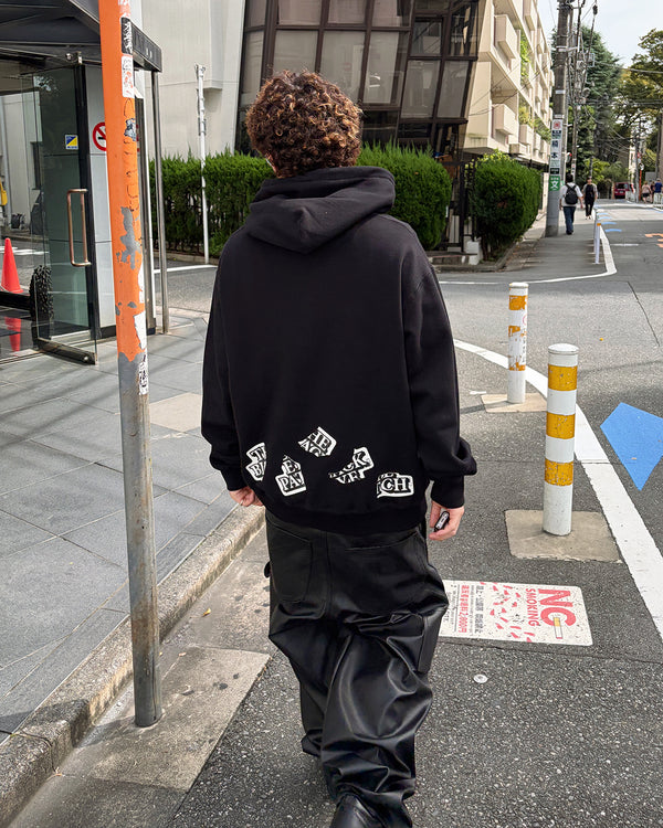 TORN OG LABEL HOODIE BLACK