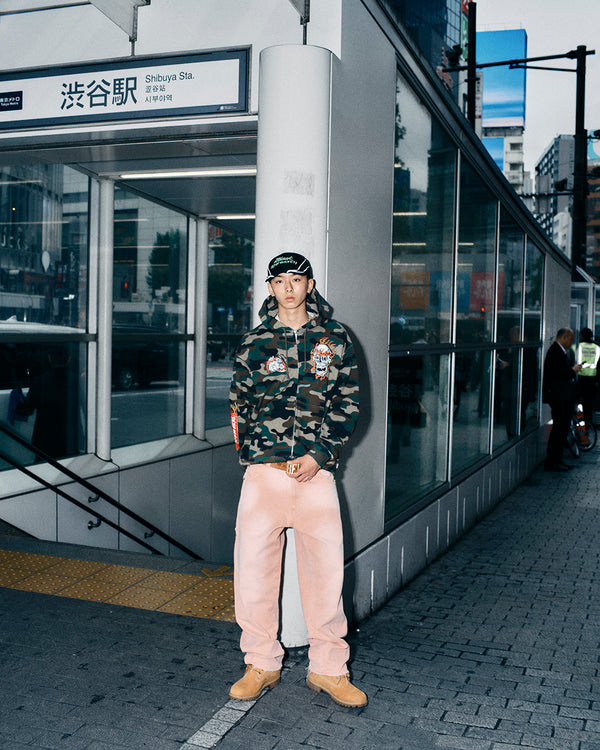 UE SKULL MONEY DRAGON ZIP HOODIE ASH