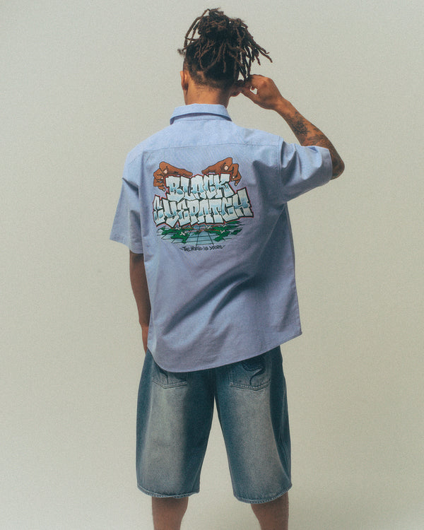 WORLD IS YOUR S/S OXFORD SHIRT LIGHT BLUE