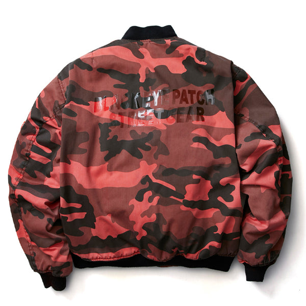 DAMAGED BOMBER JACKET RED CAMO