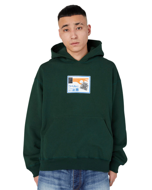 LABEL CAUTION HOODIE Dark Green
