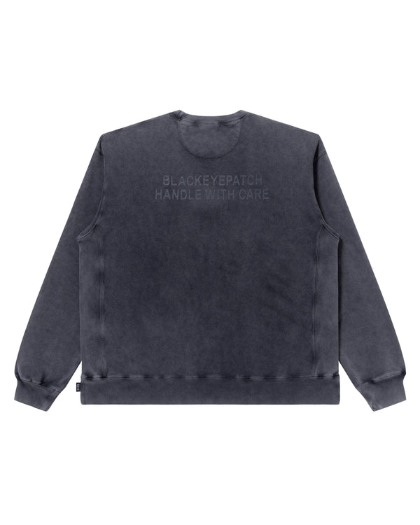 HANDLE WITH CARE PIGMENT DYED CREW SWEAT BLACK