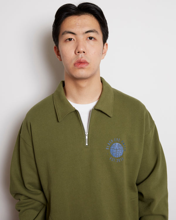 Kamon Half Zip Crew Sweatshirt, Olive
