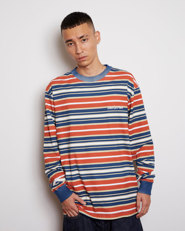Royal Script Bordered Long Sleeve T-Shirt, Blue/Red